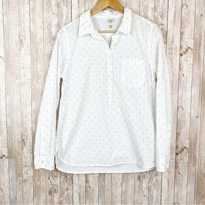 Anthropologie Seen Worn Kept Metallic Accent Popover Blouse Size 2 Women